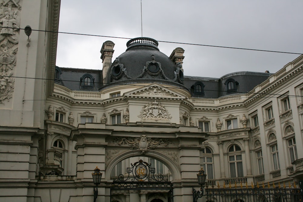 a large building with a clock on the front of it