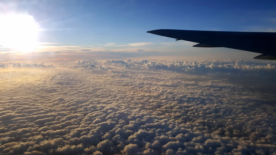 Vista de avião representando cobertura internacional