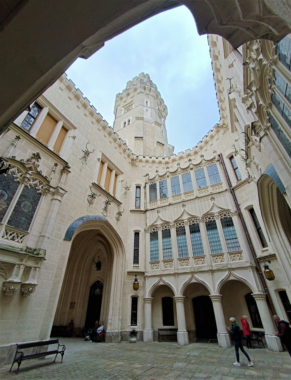 a large building with a clock tower in the middle of it