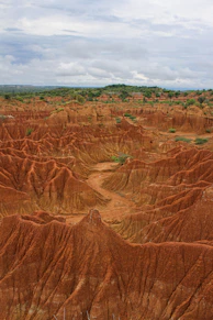 a view of a vast area of red dirt