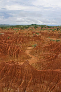 a view of a vast area of red dirt