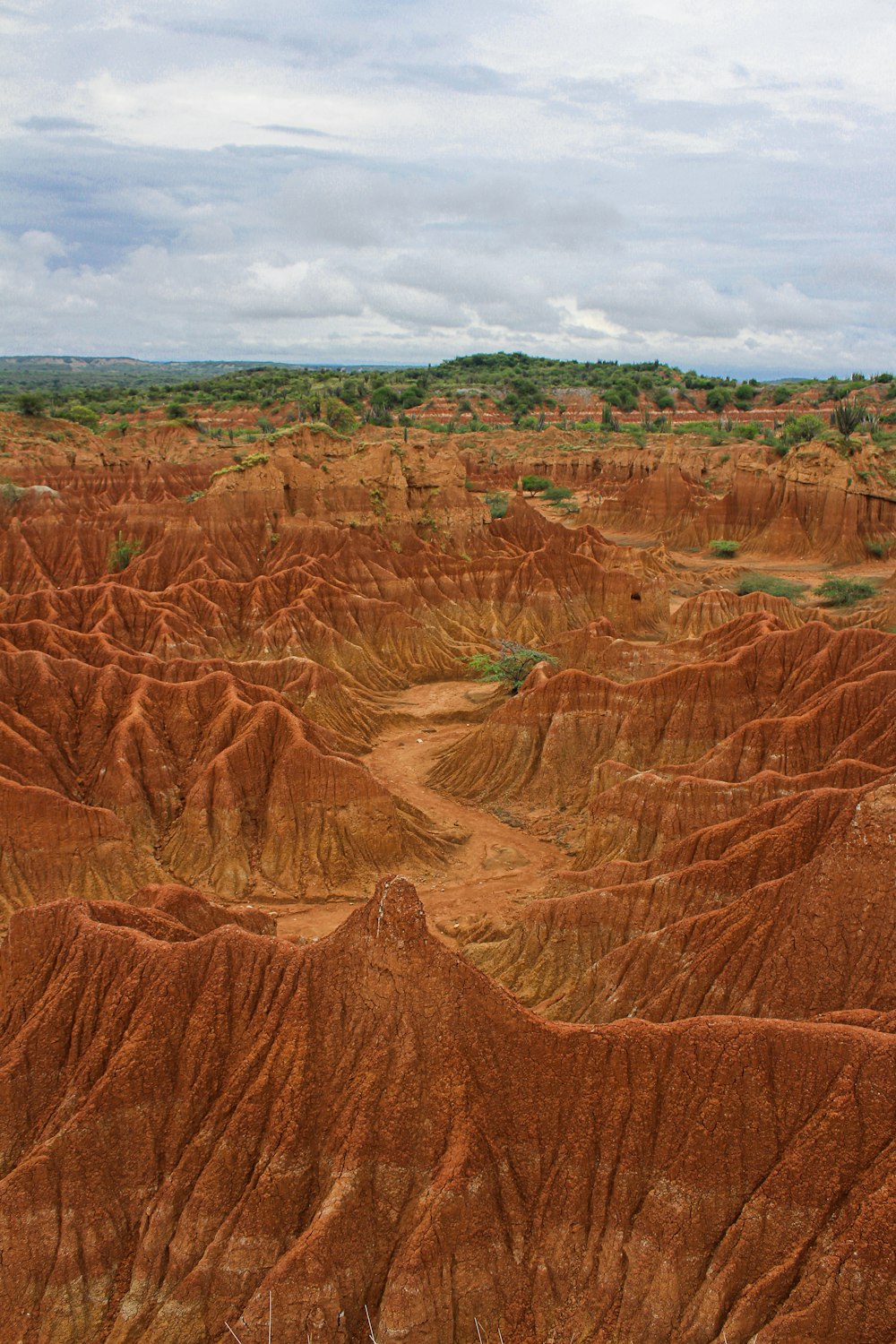 a view of a vast area of red dirt