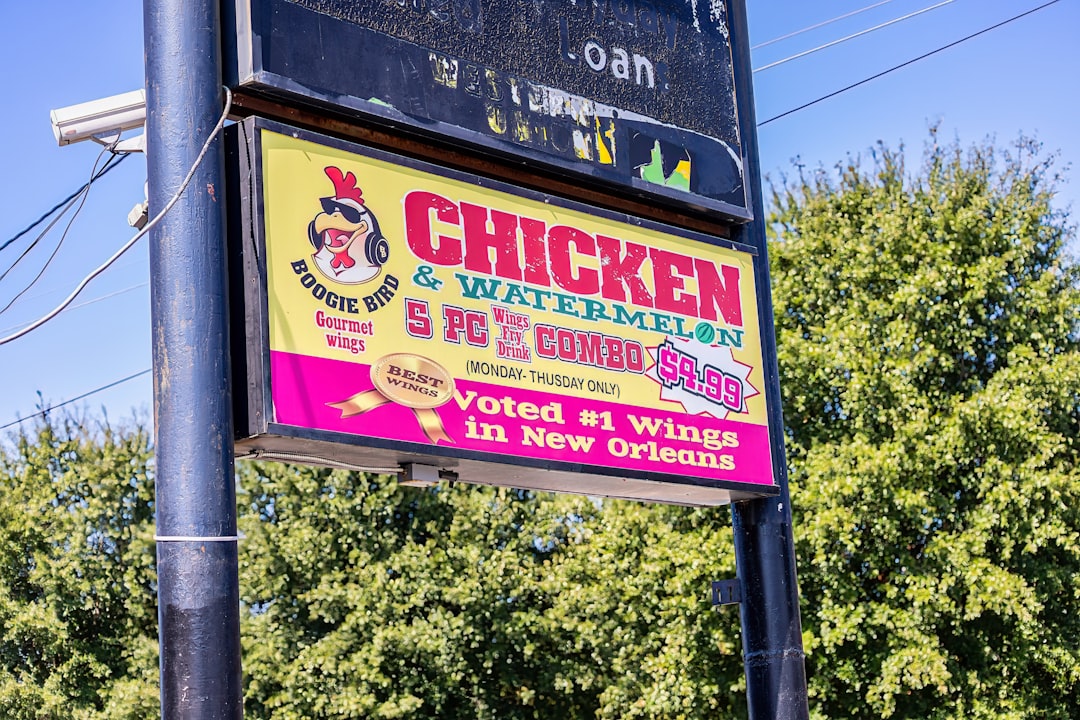 a sign for a chicken and watermelon restaurant, Chicken and Watermelon.