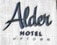 Large, stylish lettering spells out 'Alder Hotel Uptown' on a textured, light-colored wall. The design features a mix of elegant cursive and bold uppercase fonts, creating a modern and sophisticated look.