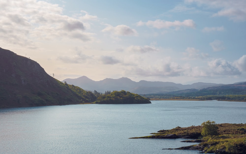 a large body of water surrounded by mountains