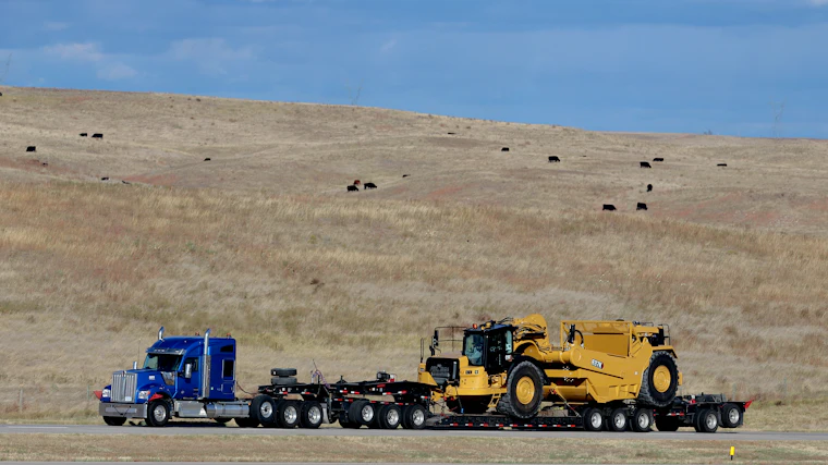 Heavy-haul tractor hauling a trailer