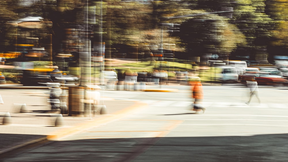 a blurry photo of a city street