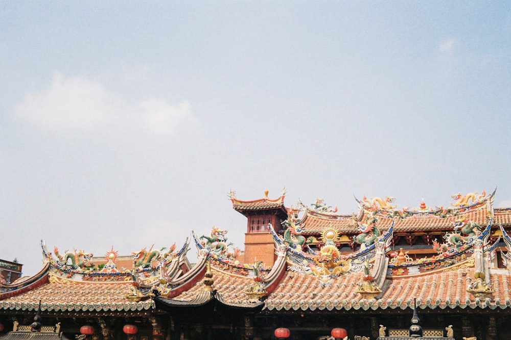 a building with a lot of decorations on top of it