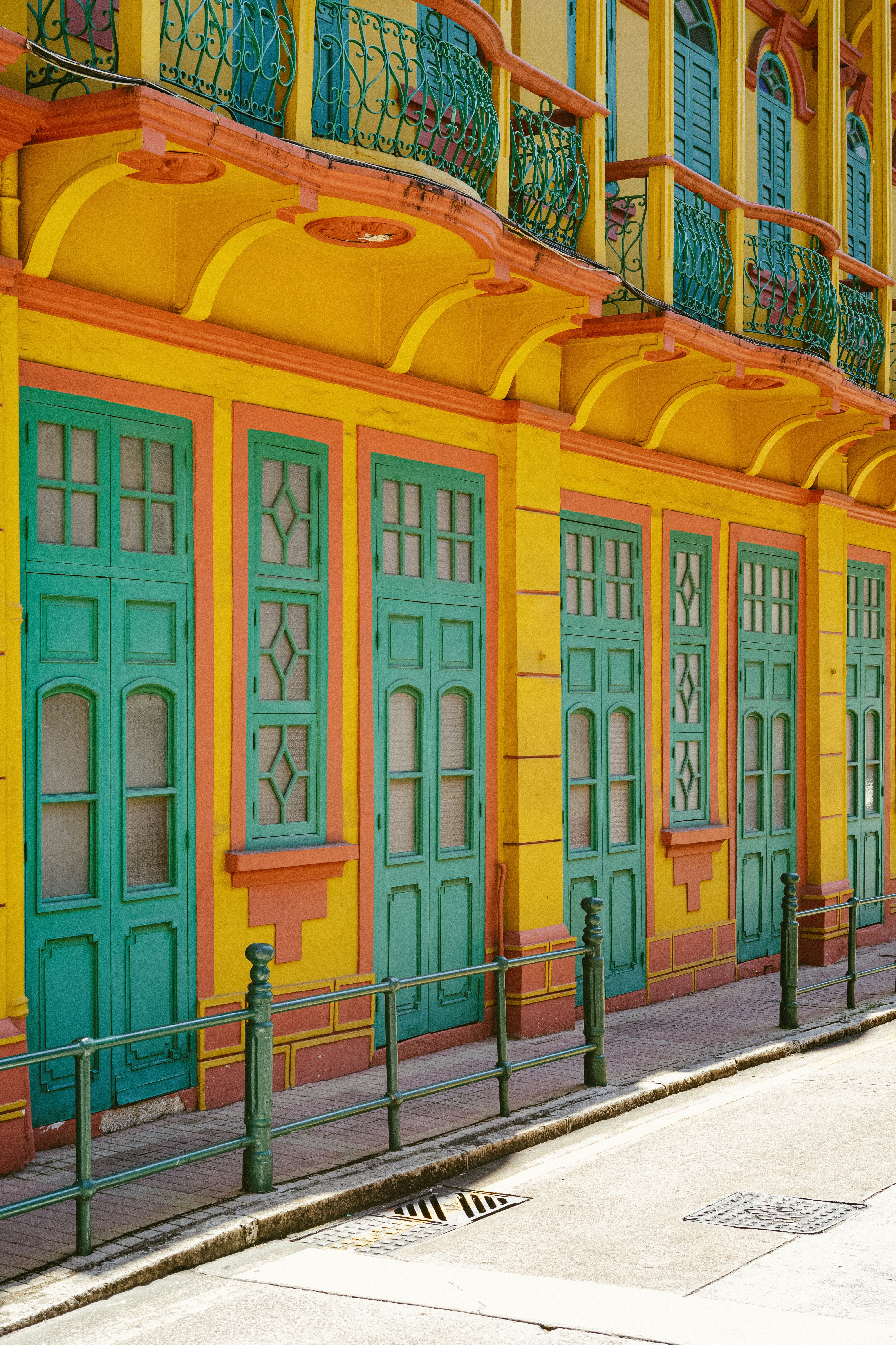 Colorful tanneries in Fes surrounded by historic buildings