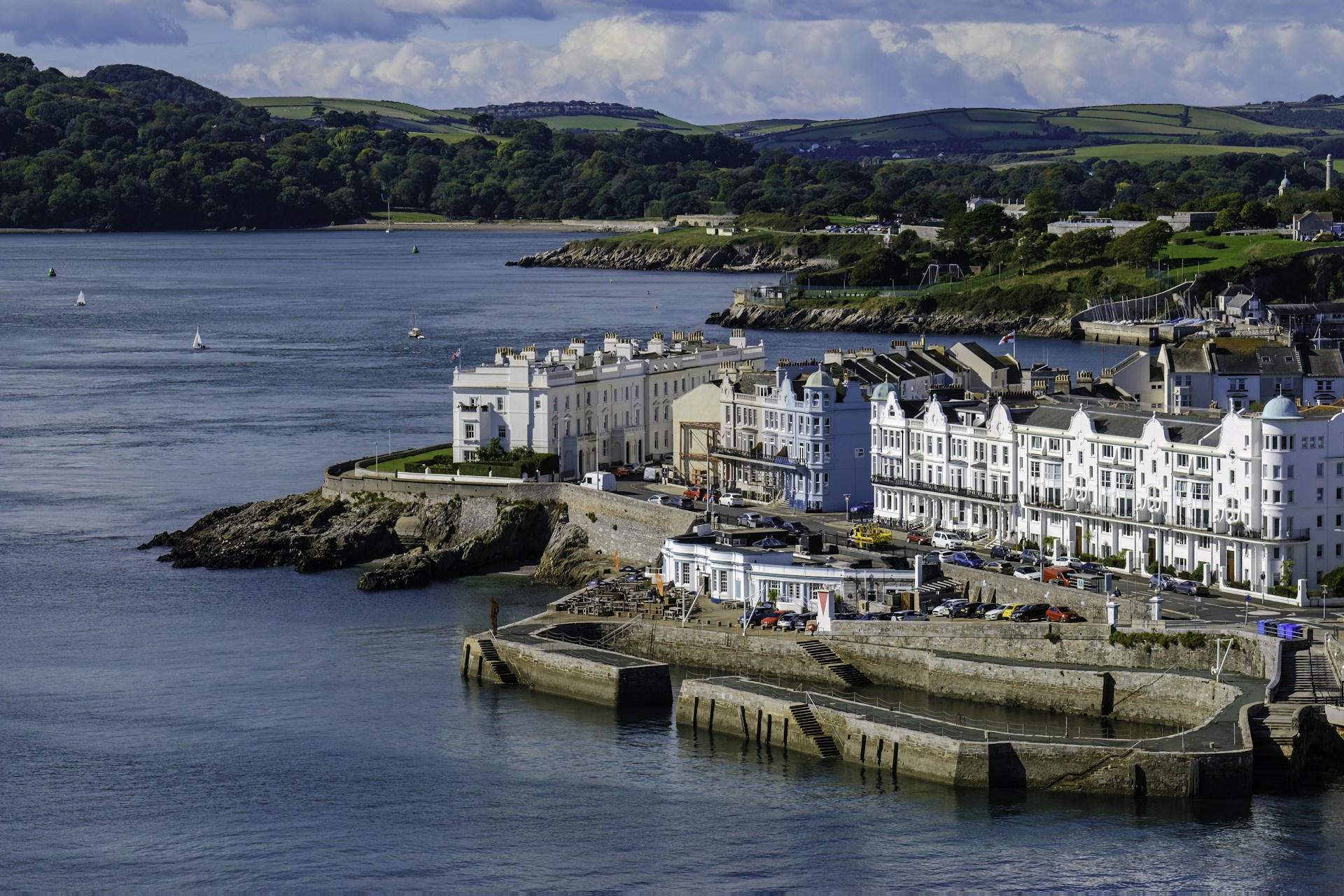 a large body of water surrounded by buildings