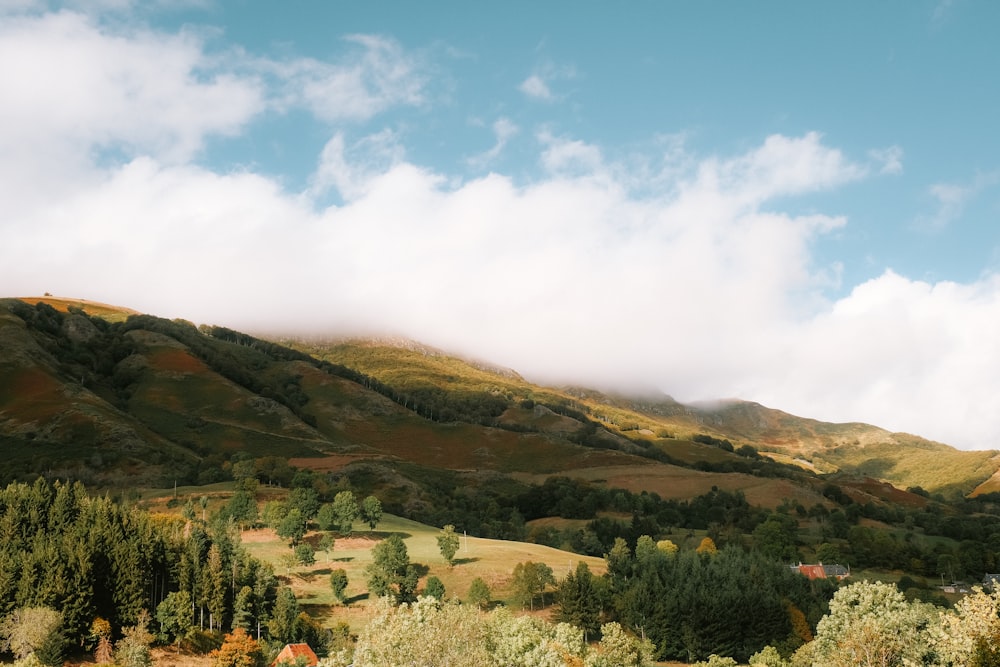 a scenic view of a mountain range with clouds in the sky