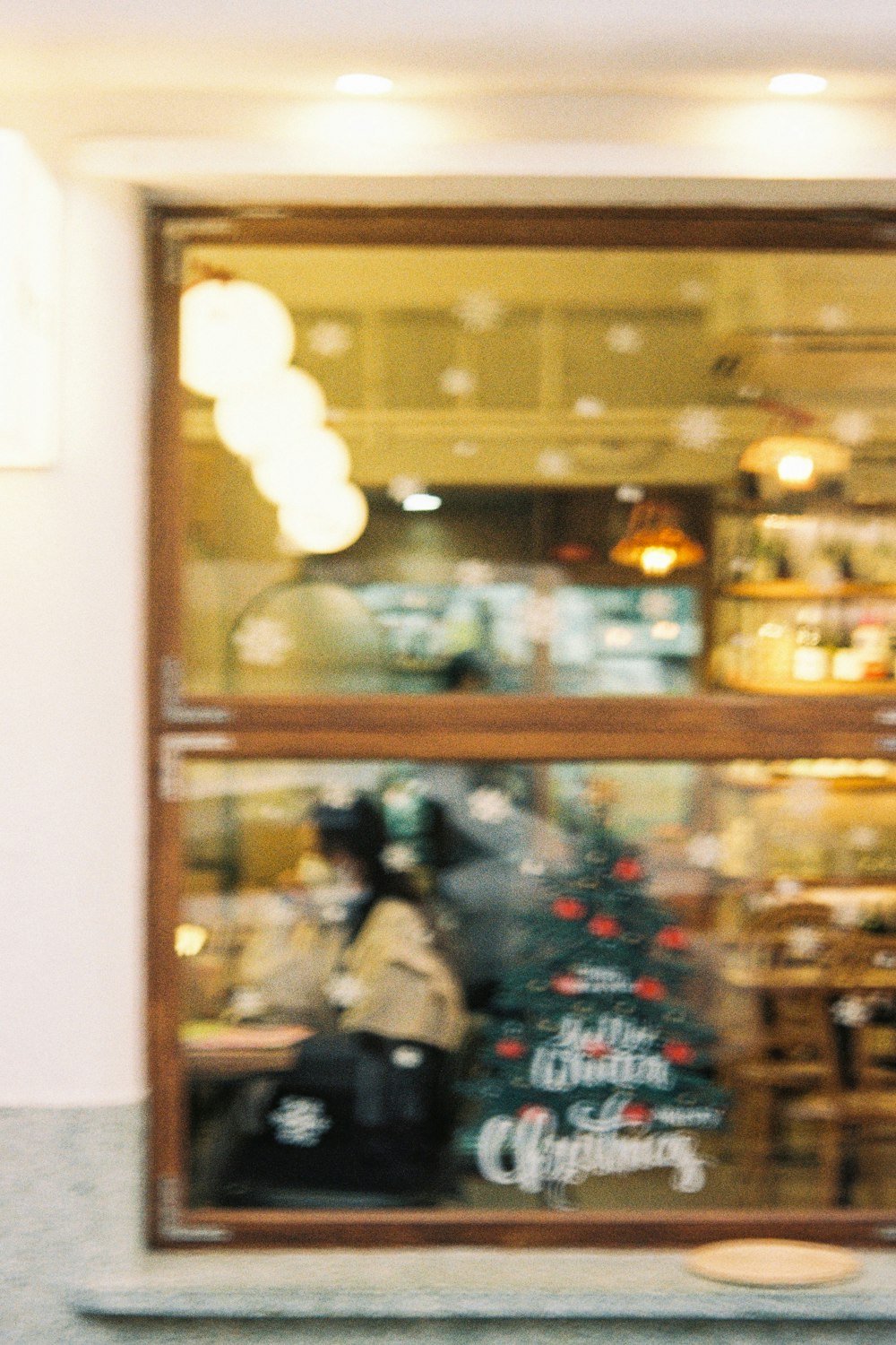 a blurry photo of a store front window