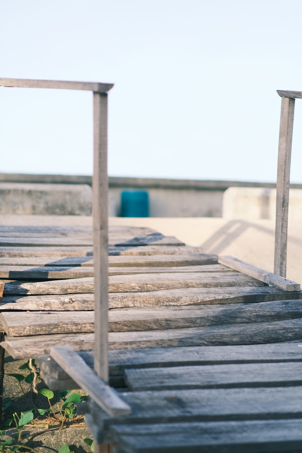 a row of wooden benches sitting next to each other