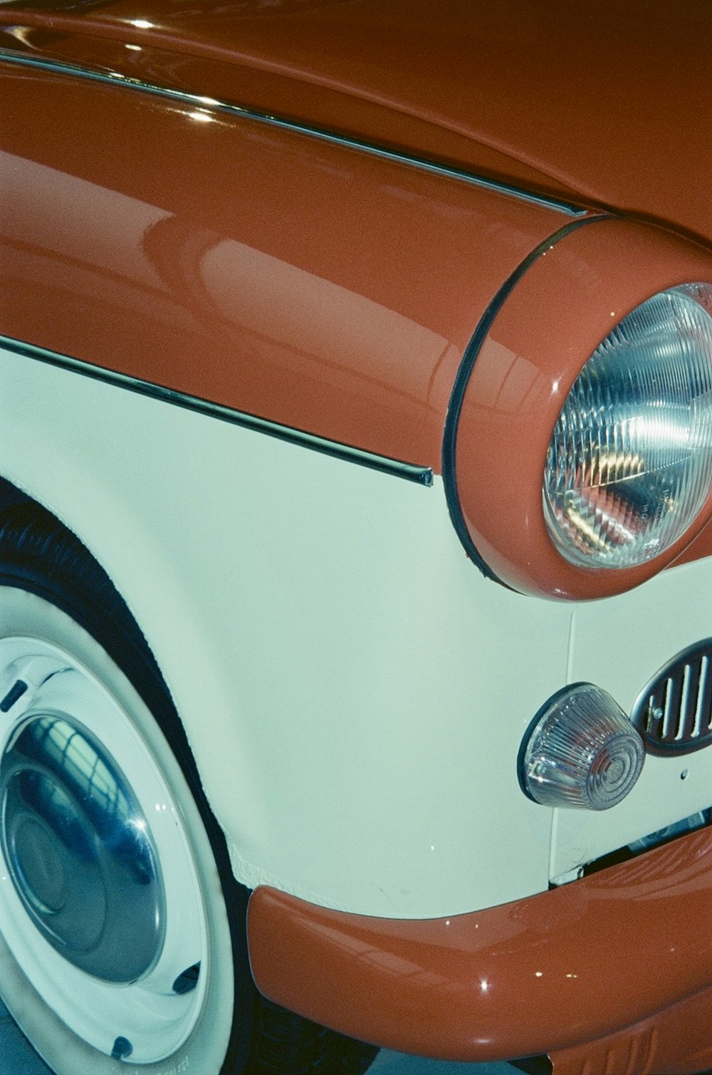 a close up of the front end of a car