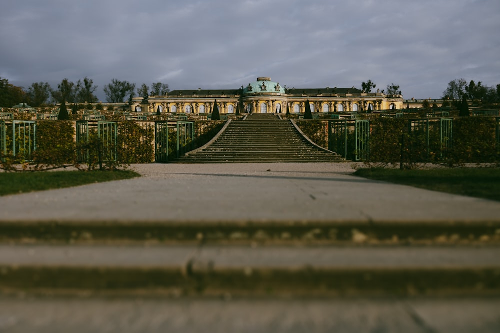 a large building with a large staircase leading up to it