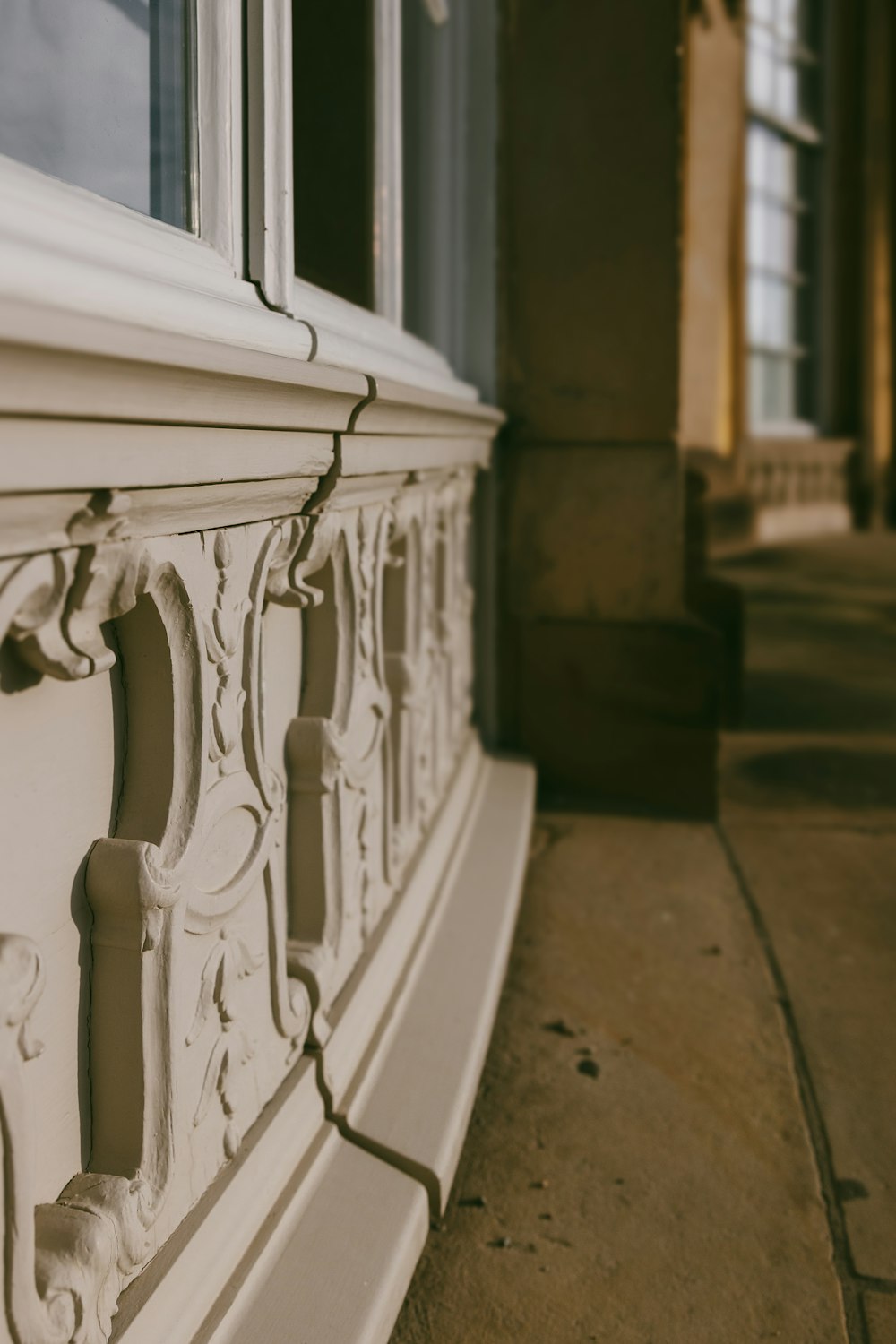 a close up of a window on the side of a building