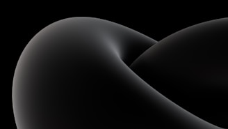 Abstract dark shape with smooth gradient lines evoking fluid motion.
