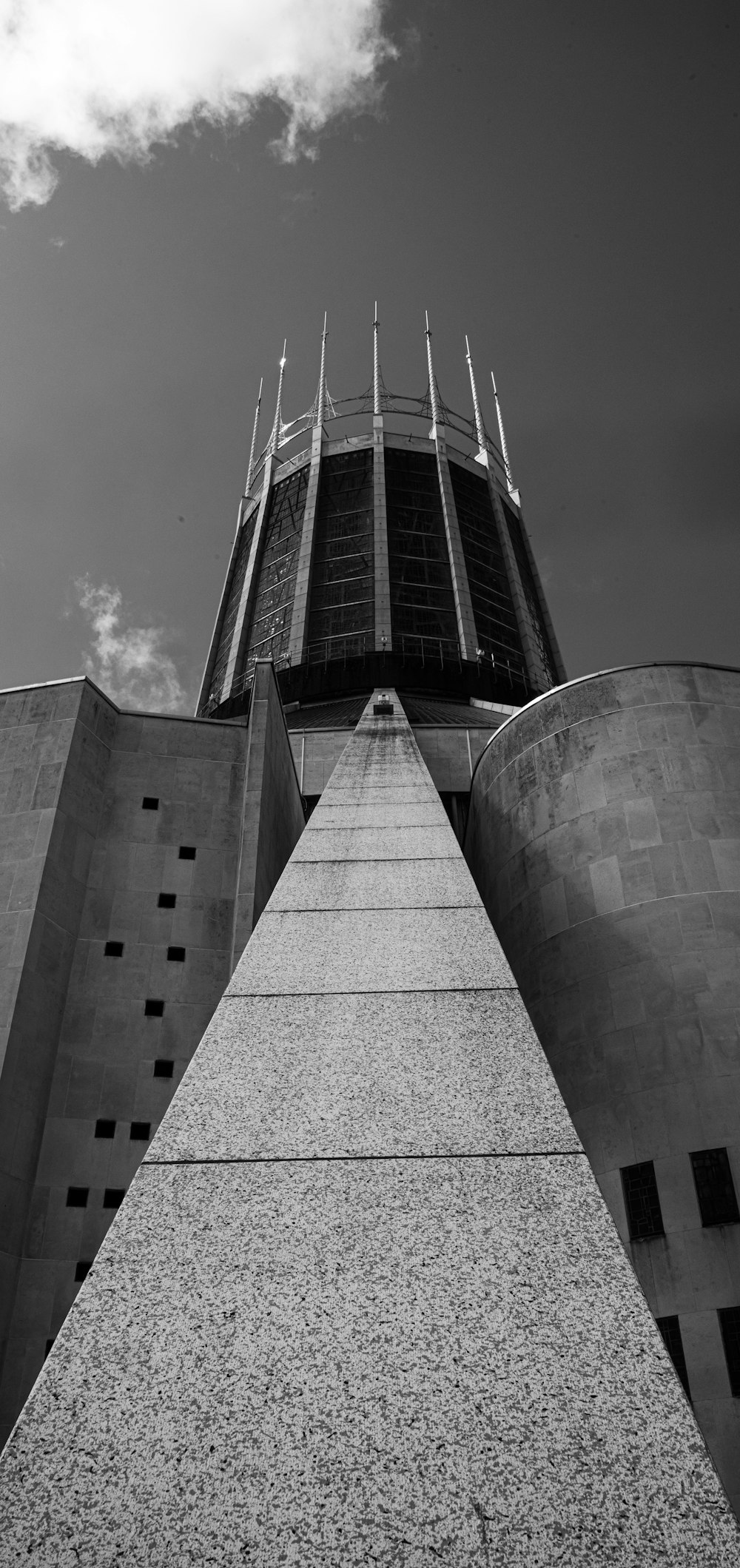 a tall tower with a sky background