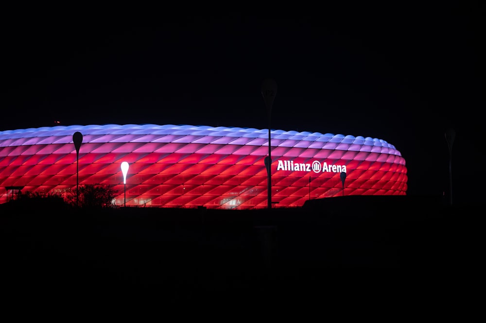 the allianz arena lit up in red, white and blue