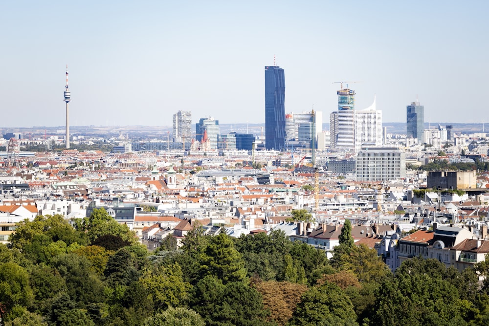 a view of a city from the top of a hill