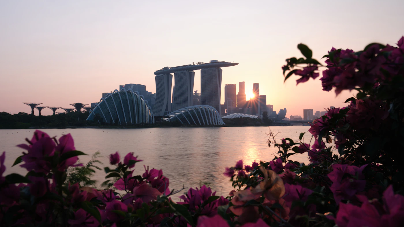 Singapore skyline at sunset