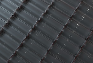 Rows of empty, transparent glass bottles are neatly aligned in a diagonal pattern. The bottles are clean and evenly spaced, creating a unified and geometric appearance. Soft reflections of light enhance the transparency of the glass.