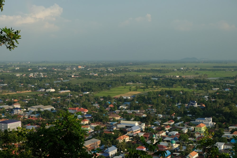 a view of a small town from a hill