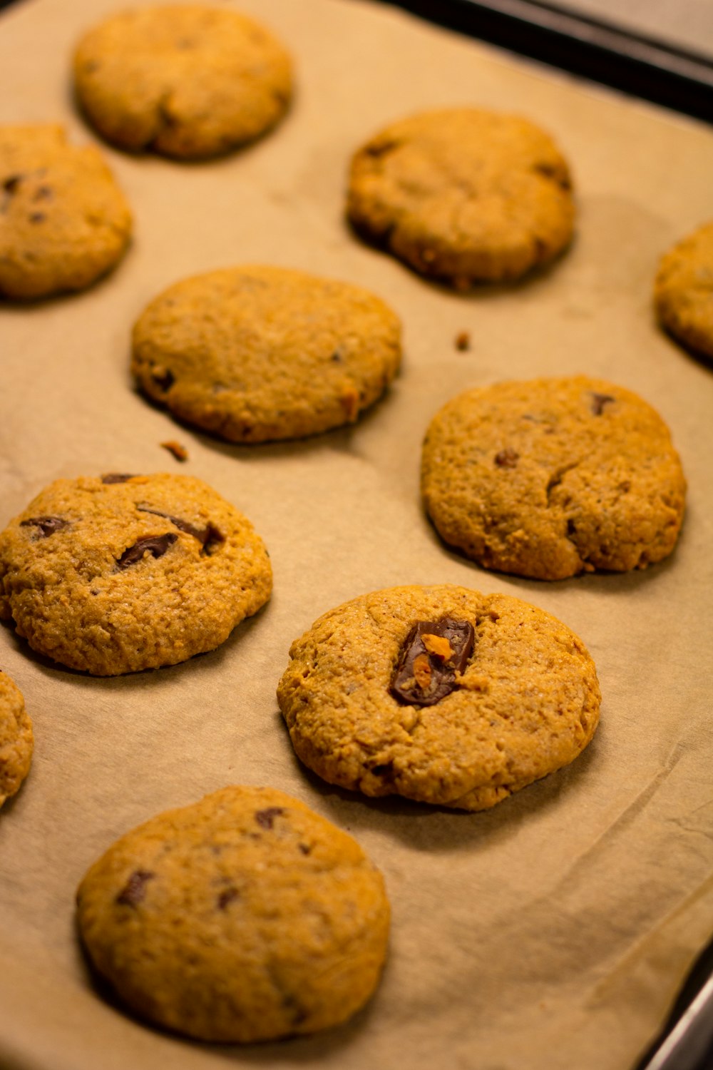 a tray of cookies that are on a table