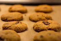 a close up of cookies on a baking sheet