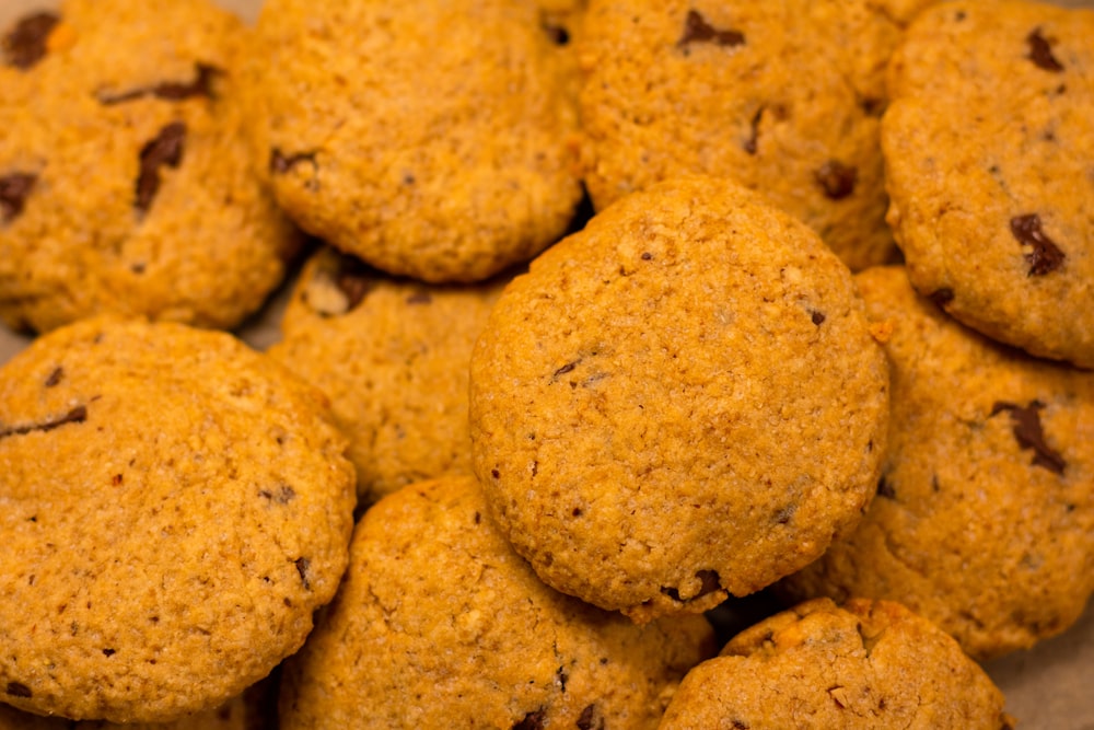 a pile of cookies sitting on top of a table