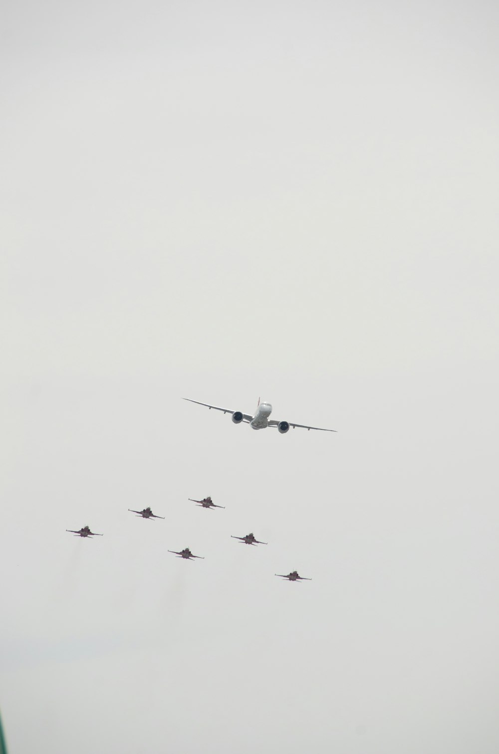 a group of planes flying in formation in the sky