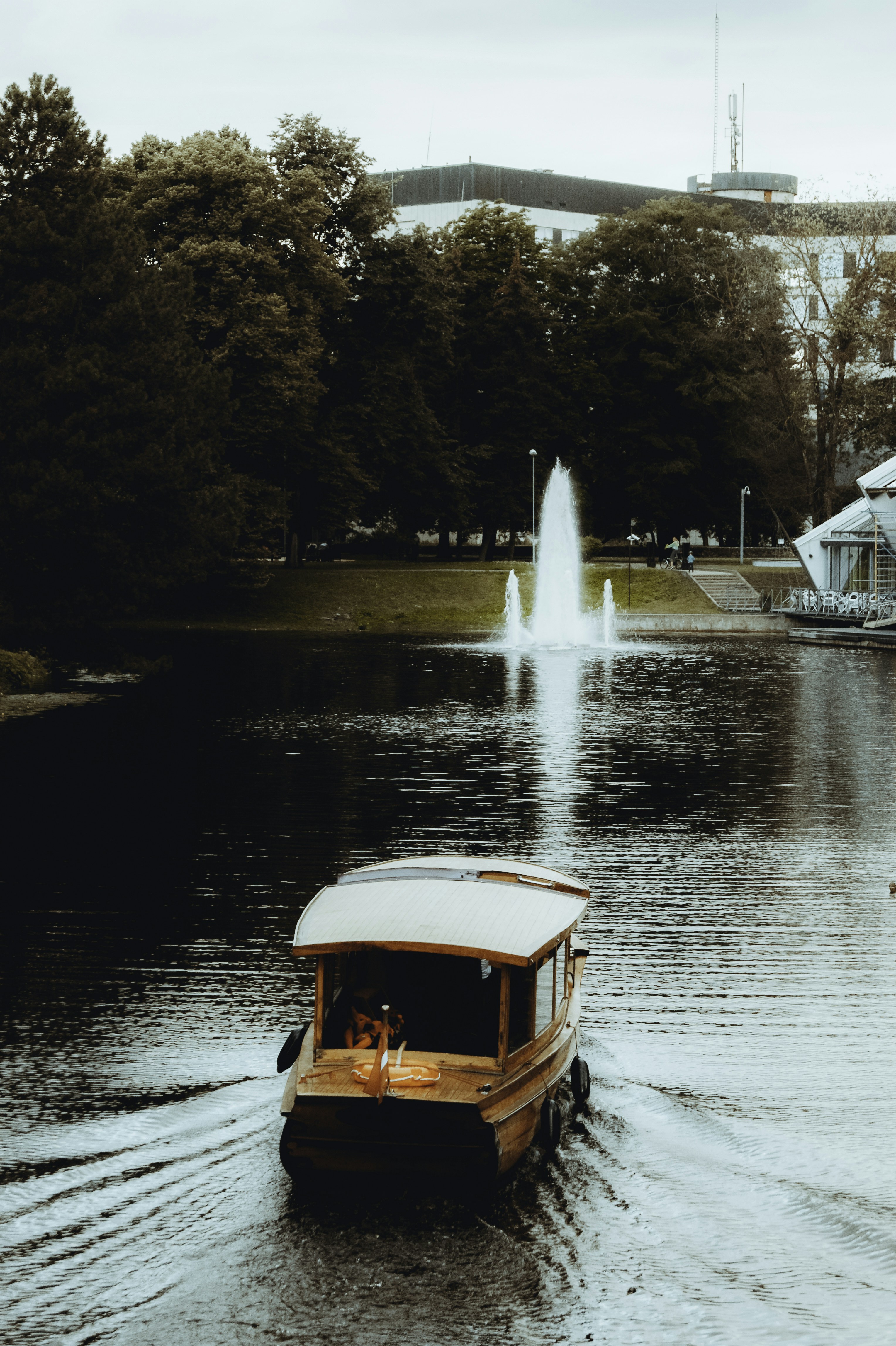 a small boat on a body of water