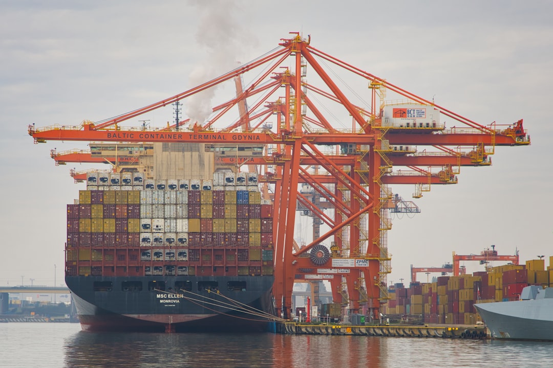 a large cargo ship in a body of water, MSC Ellen in Gdynia