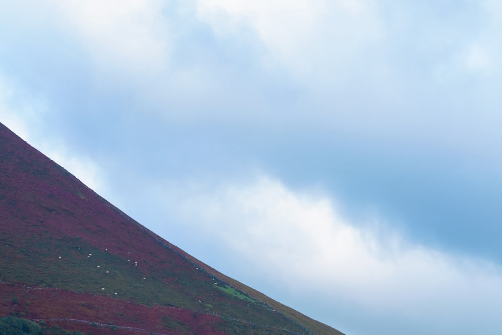 a grassy hill with a hill top in the background