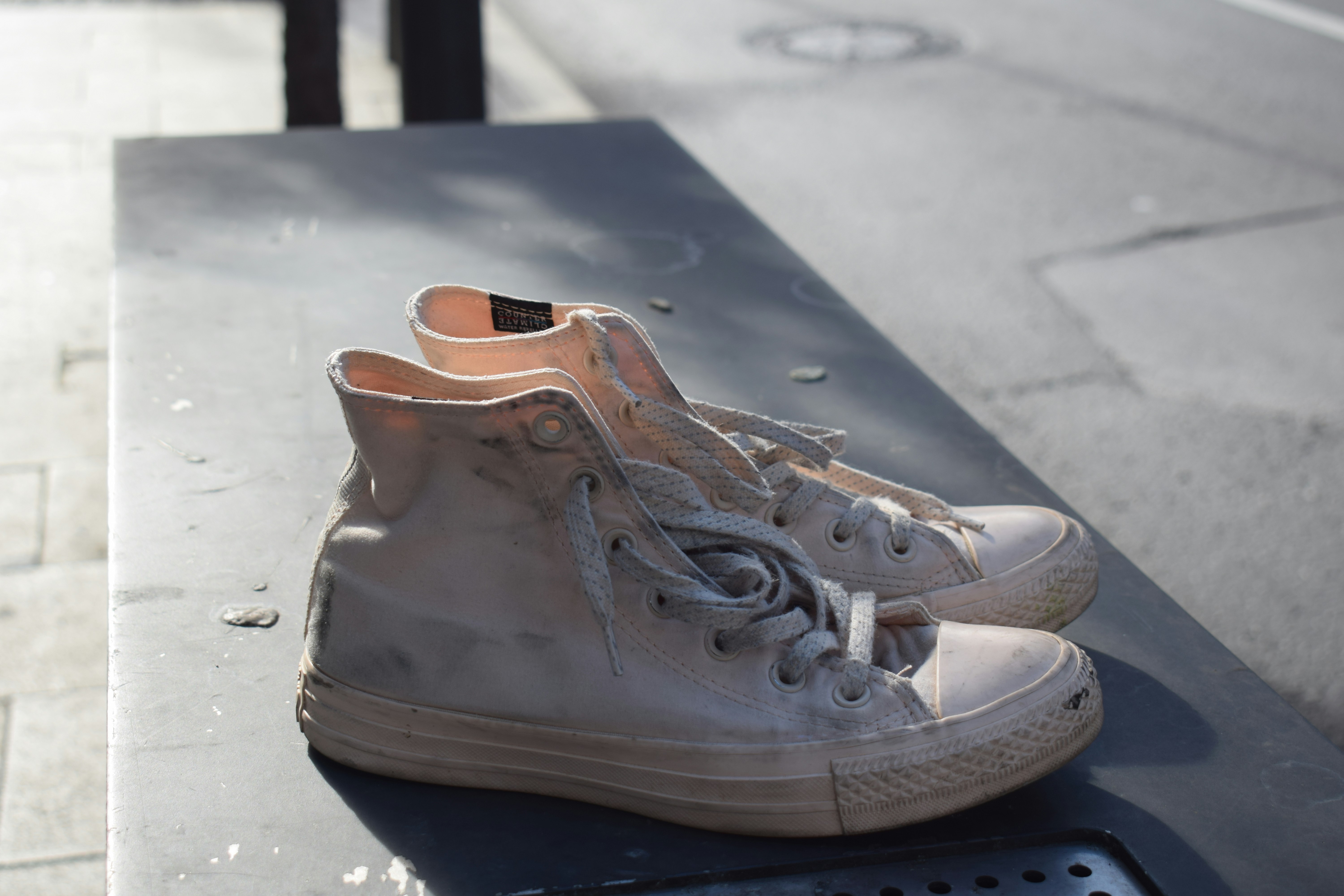 White shoes on bench