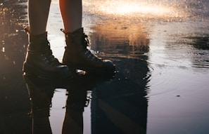 A high-resolution image of waterproof boots in an outdoor setting.