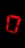 A glowing red digital number zero on a black background, made up of illuminated segments often found in LED displays.