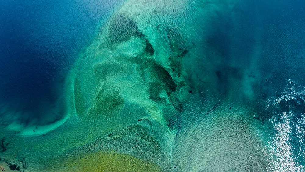 an aerial view of a body of water