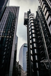 a group of tall buildings next to each other