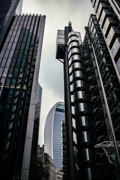 a group of tall buildings next to each other