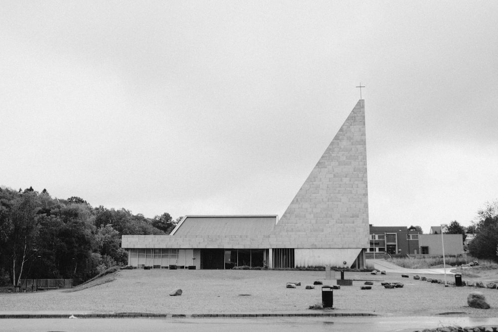 a black and white photo of a church