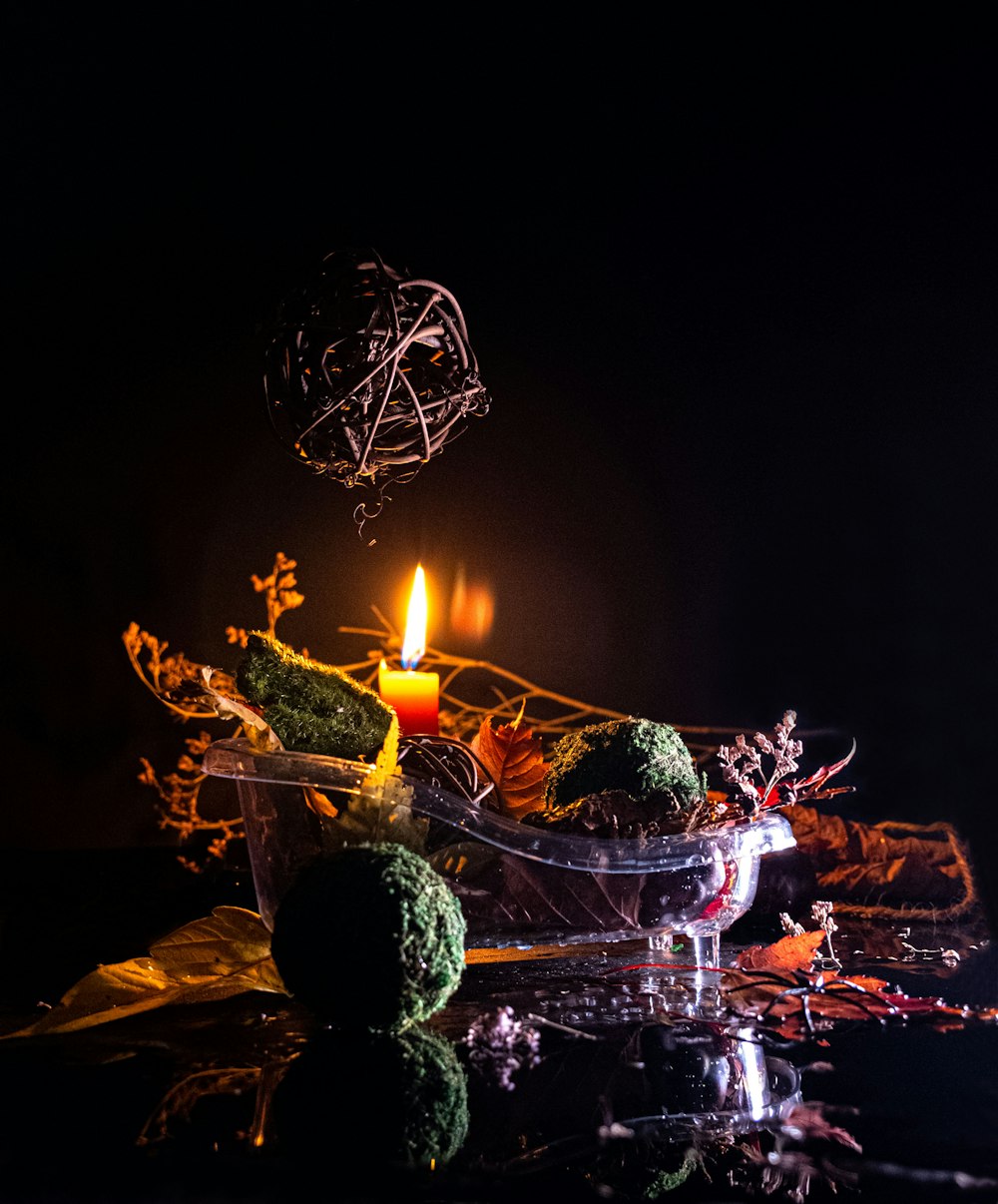 a candle that is sitting on a table