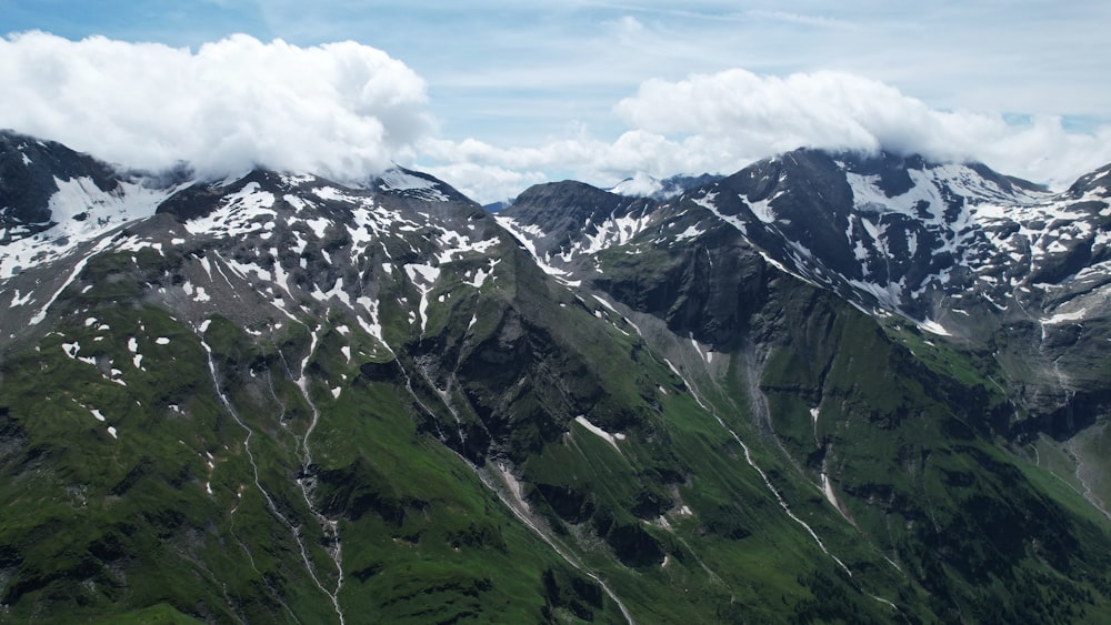 a view of a mountain range from a plane