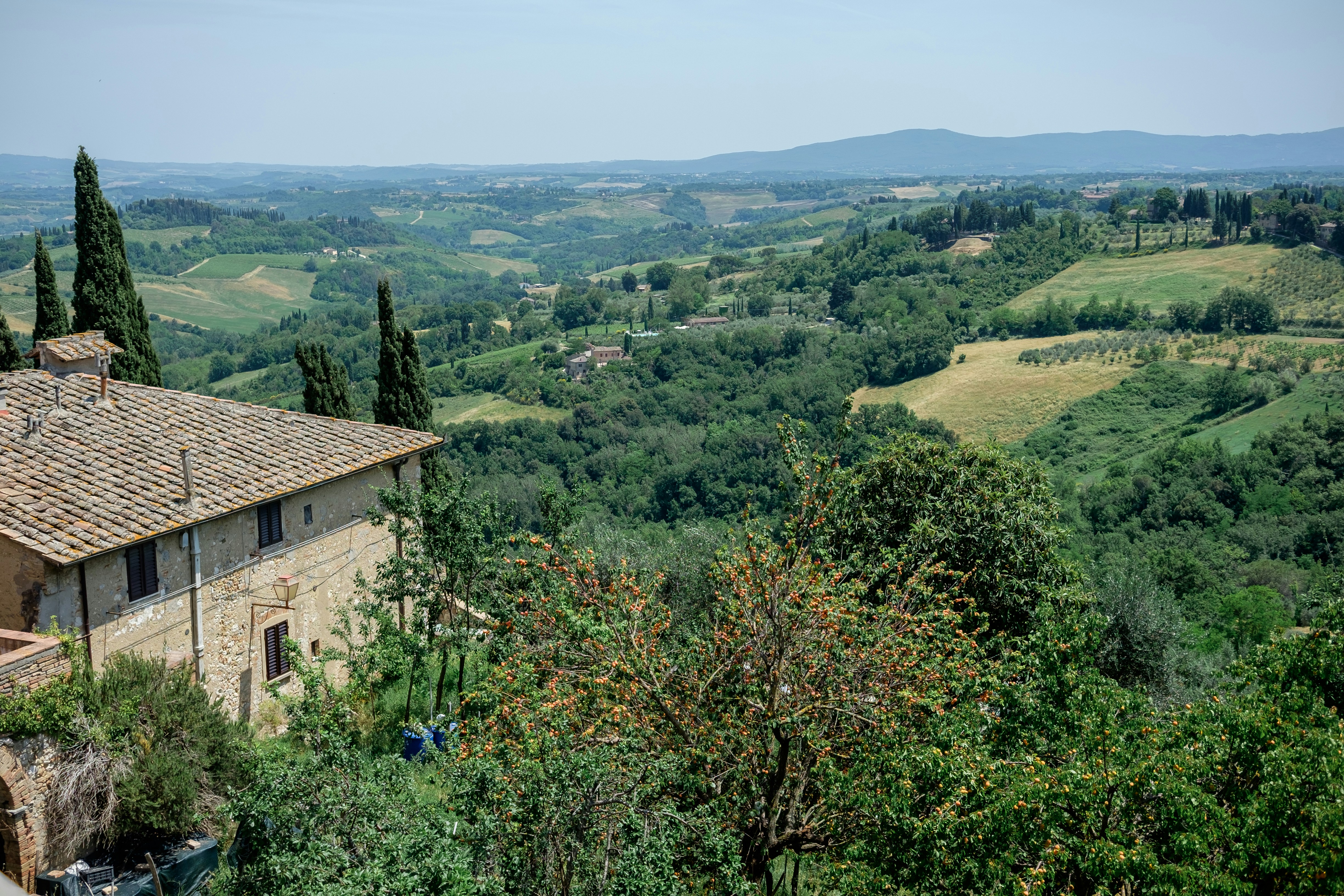 a house in the middle of a lush green valley