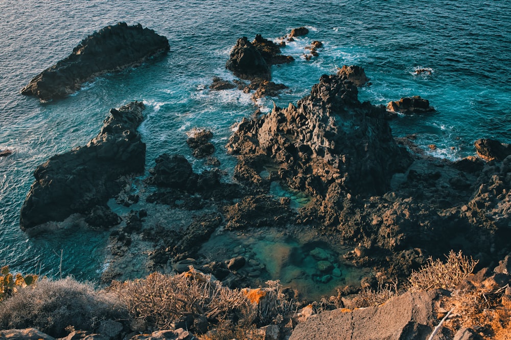 a view of the ocean from a cliff