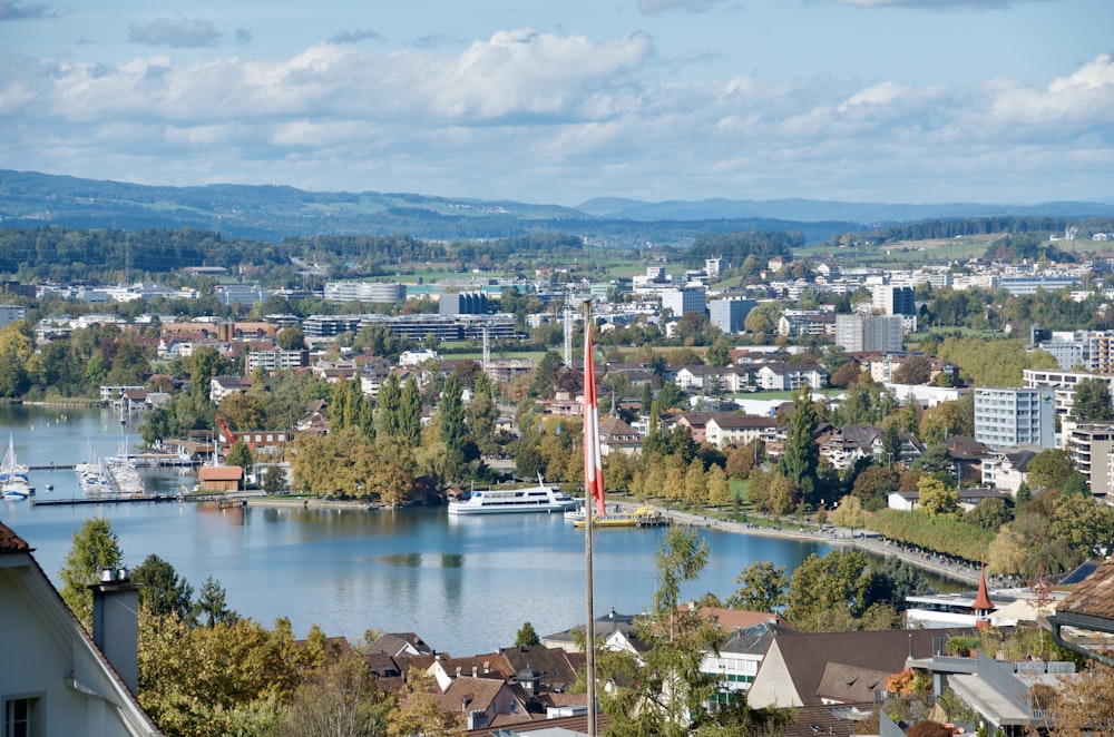 a large body of water surrounded by a city