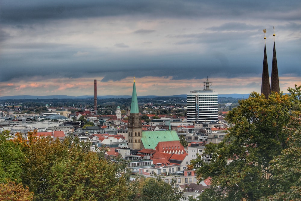 a view of a city from a hill