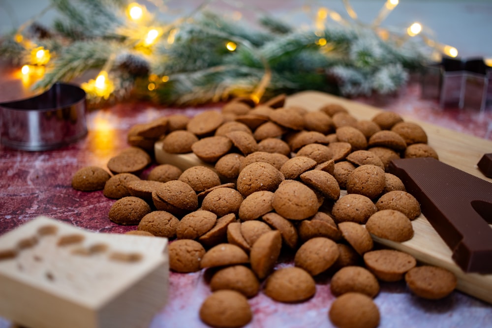 a pile of dog treats sitting on top of a table