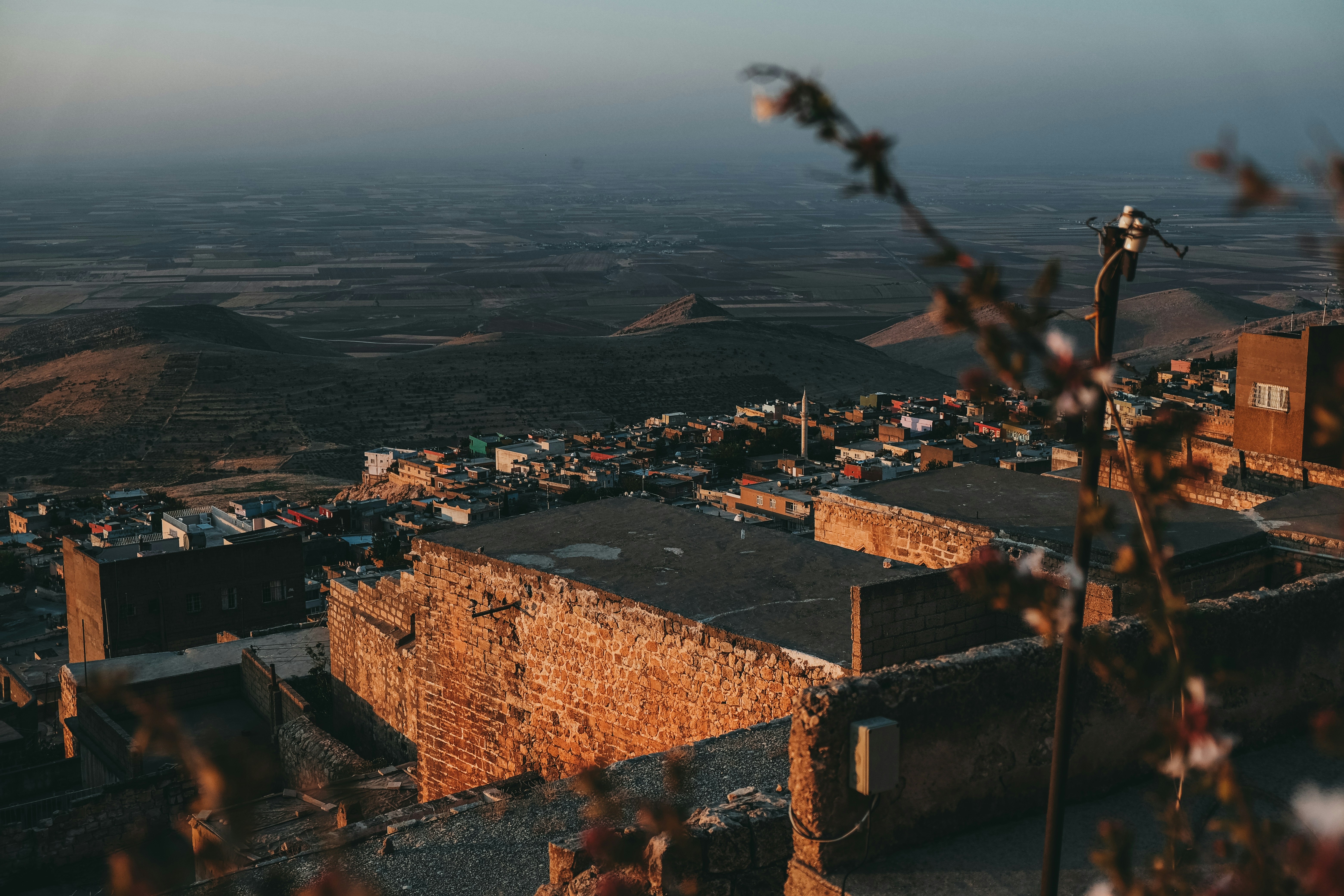 a view of a small town from a hill