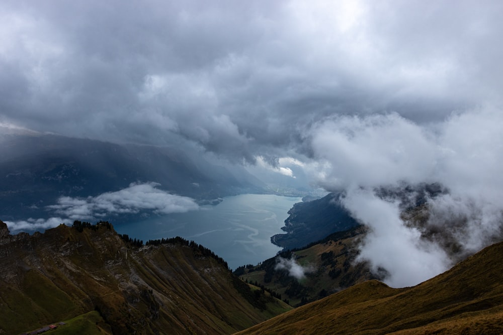 a large body of water surrounded by mountains